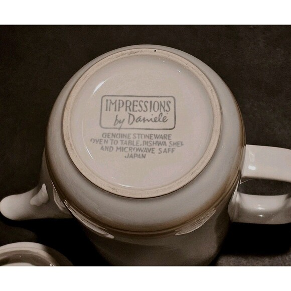 VINTAGE Impressions by Danielle Stoneware Coffee Pot Sugar Bowl Japan MCM EUC - Picture 9 of 10